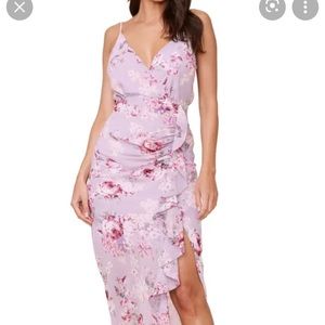 ASTR the label floral, ruffle chiffon dress with
